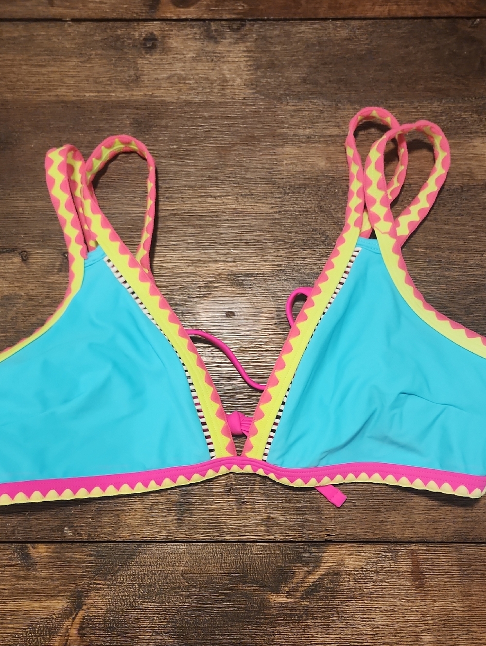 Popvil triangle style bikini top, size Large, Bright colors, New, adjustable